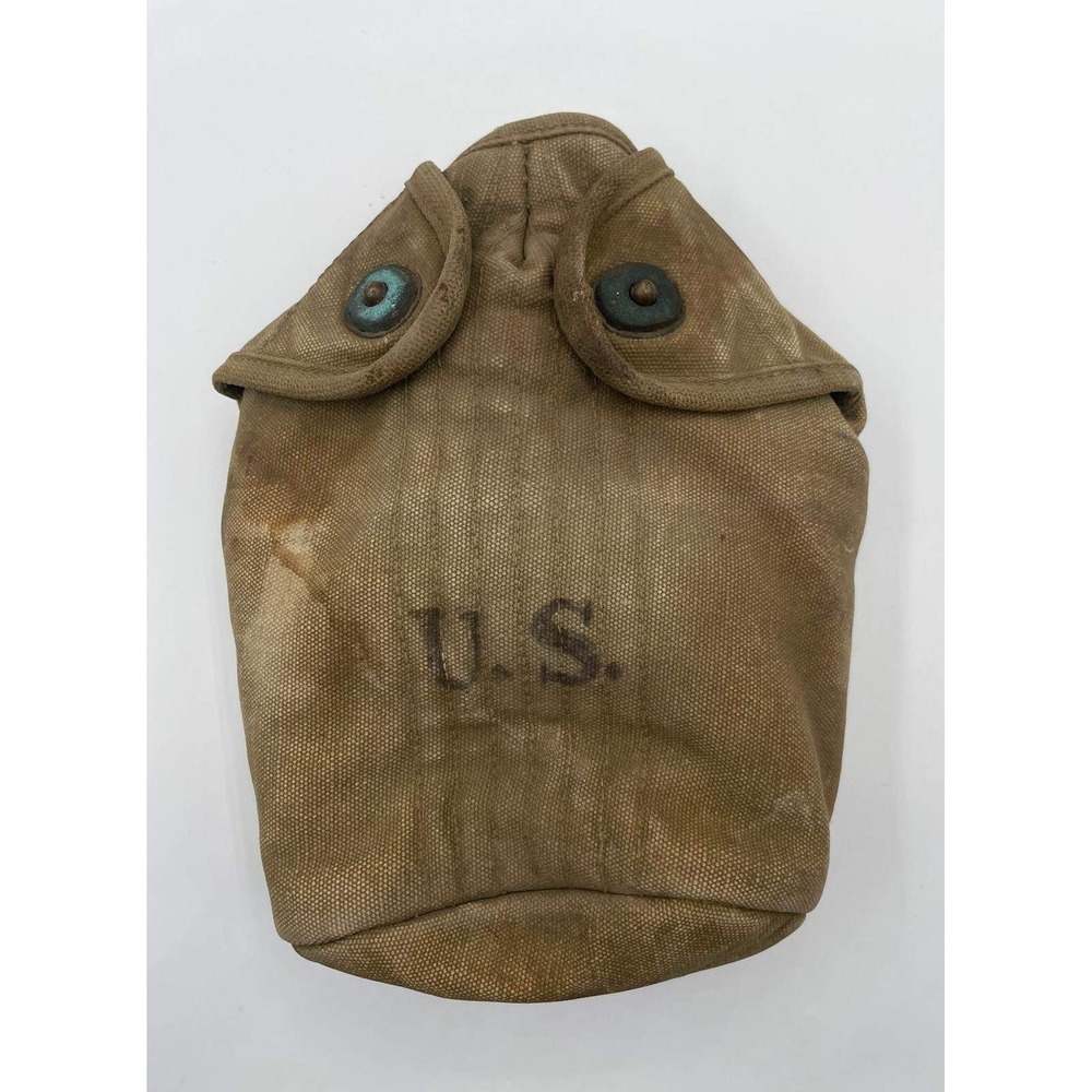 US Military Canteen Cover Unisex OS Khaki Vintage Canvas Felt Lined JEFF. QMD